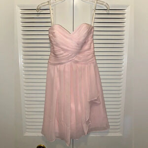 David’s Bridal strapless petal pink dress